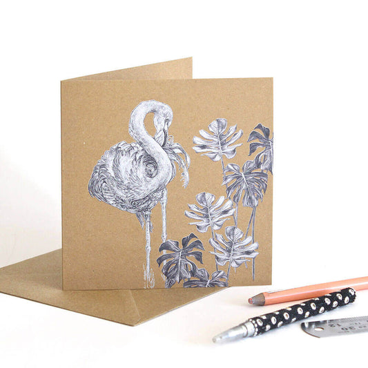 Caribbean Flamingo Greetings Card