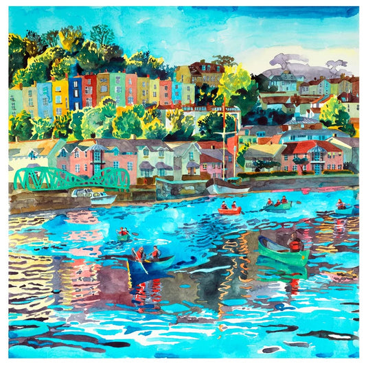 Abigail McDougall Print 50x50cm Giclee Print "Paddling Along Bristol Harbour"