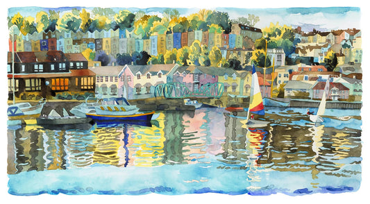 Abigail McDougall Print 70x35cm Giclee Print "Early Evening Boats Hotwells"