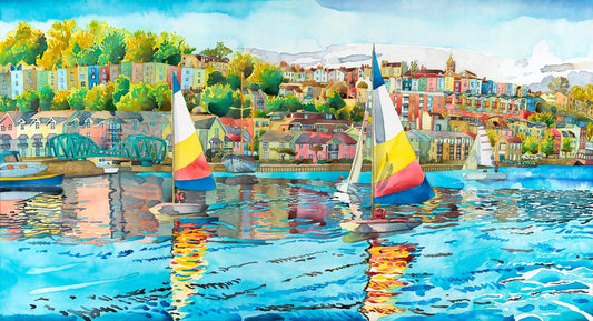 Abigail McDougall Print 70x35cm Giclee Print "Sailing Hotwells Blue