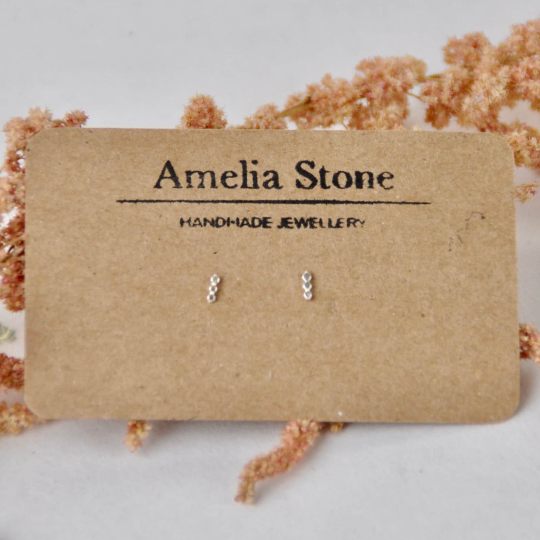 Amelia Stone Jewellery Earrings 'Beaded' Studs - Sterling Silver