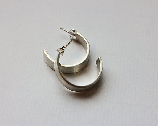 Amelia Stone Jewellery Earrings Chunky Hoops - Sterling Silver