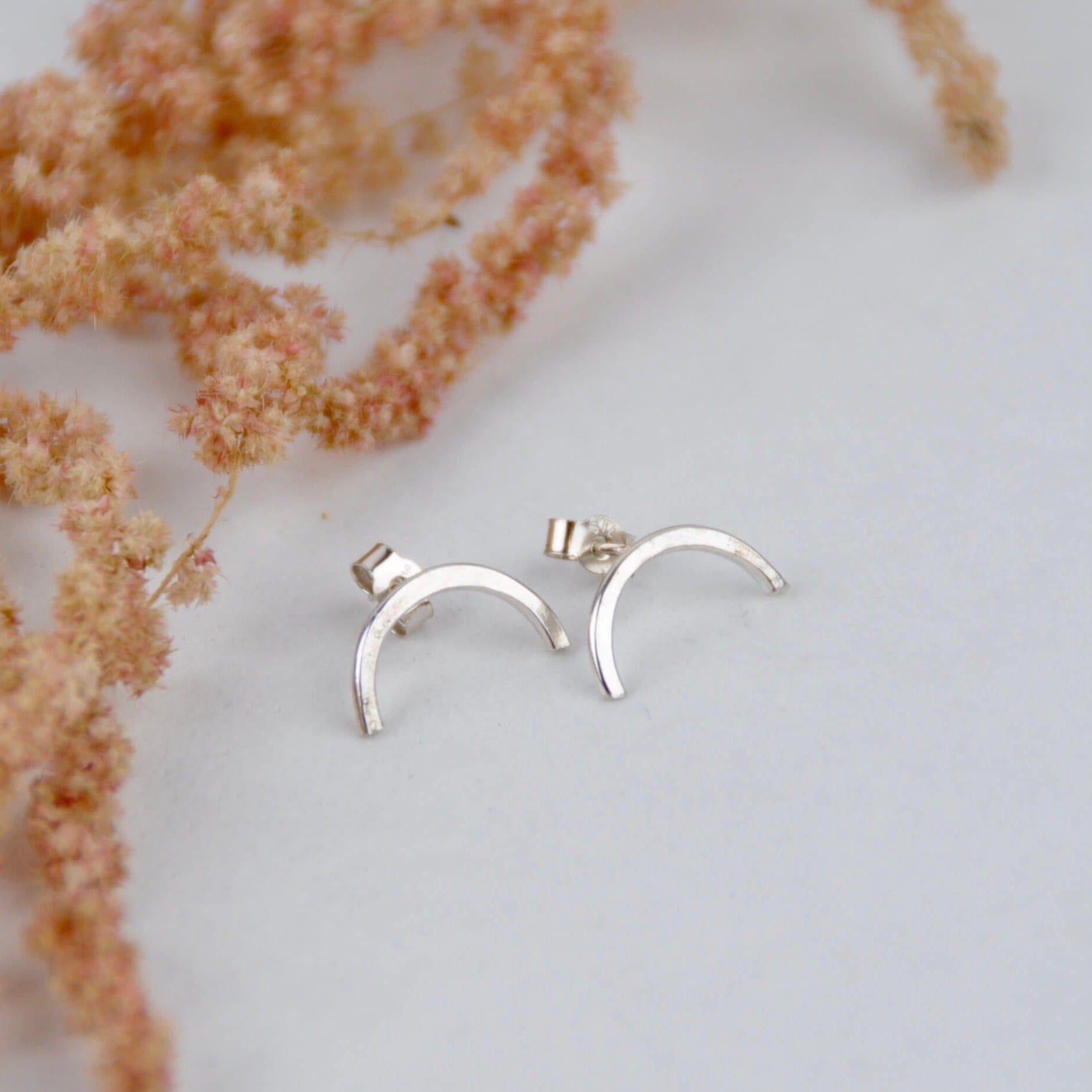 Amelia Stone Jewellery Earrings 'Half Moon' Stud Earrings - Sterling Silver