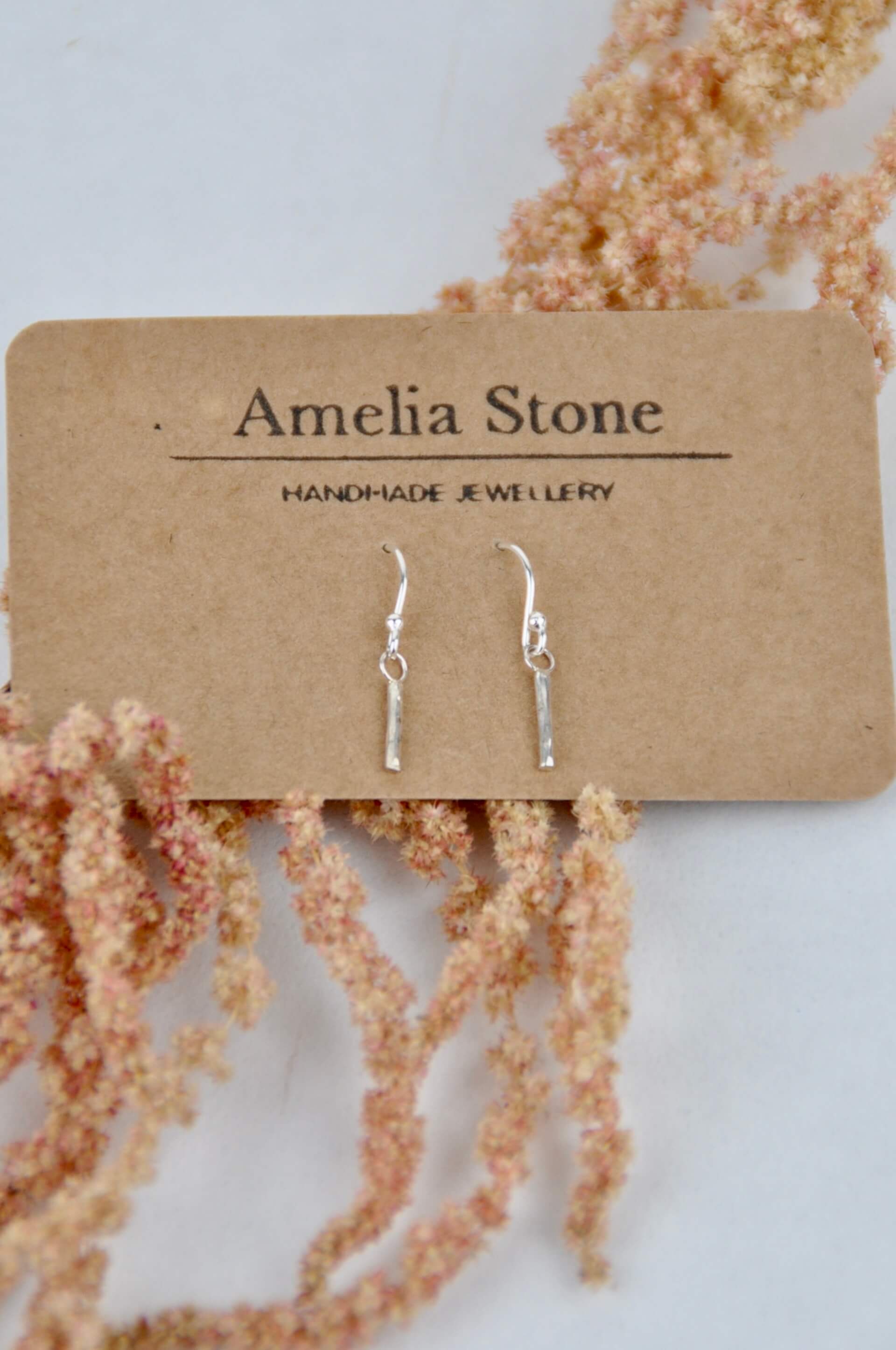 Amelia Stone Jewellery Earrings 'Hammered Strand' Earrings - Sterling Silver  (three sizes)