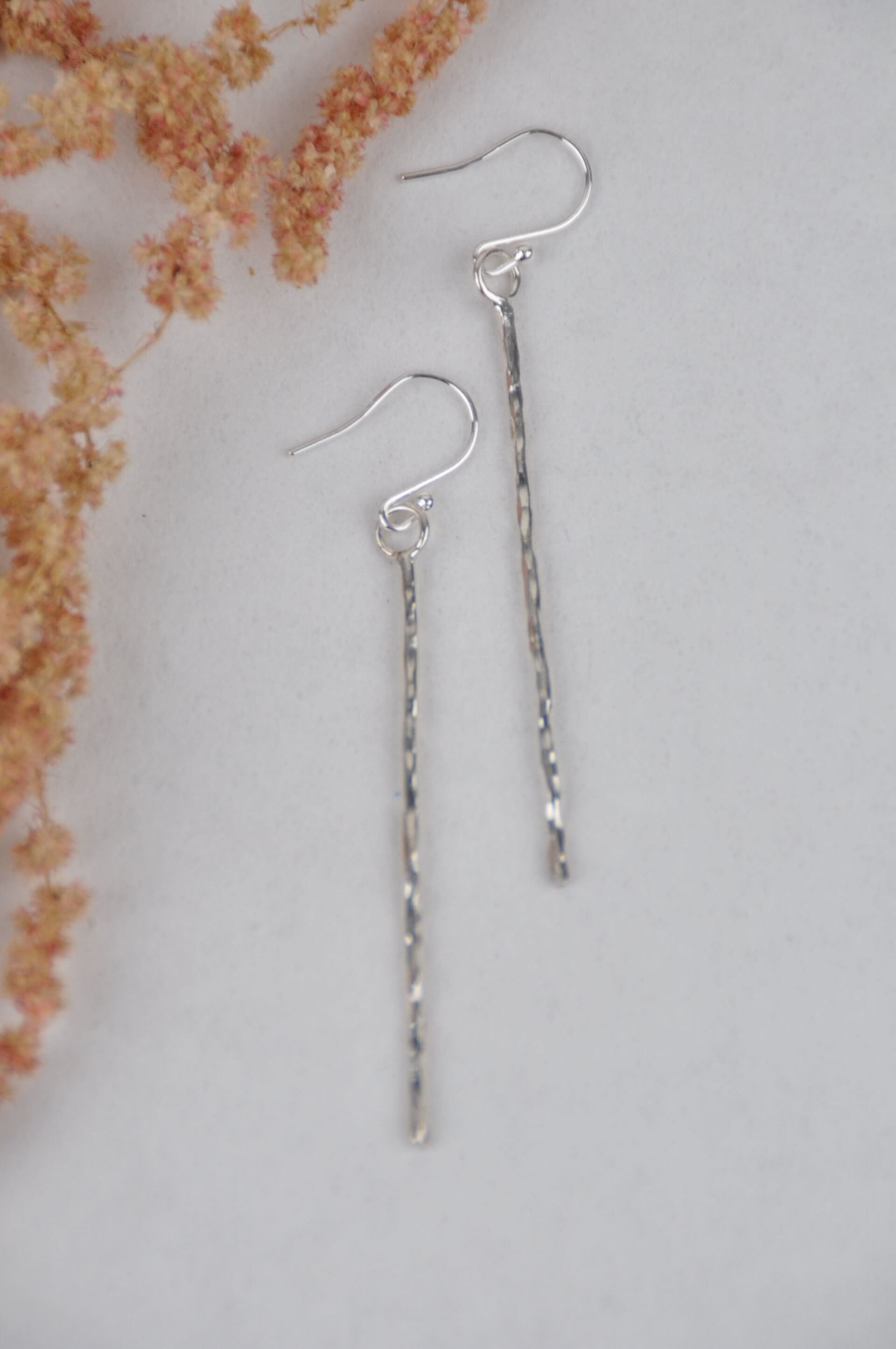 Amelia Stone Jewellery Earrings 'Hammered Strand' Earrings - Sterling Silver  (three sizes)