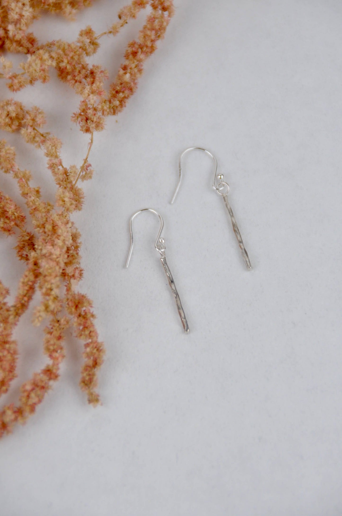 Amelia Stone Jewellery Earrings 'Hammered Strand' Earrings - Sterling Silver  (three sizes)