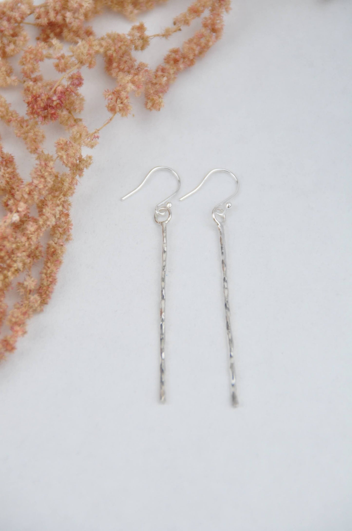 Amelia Stone Jewellery Earrings 'Hammered Strand' Earrings - Sterling Silver  (three sizes)