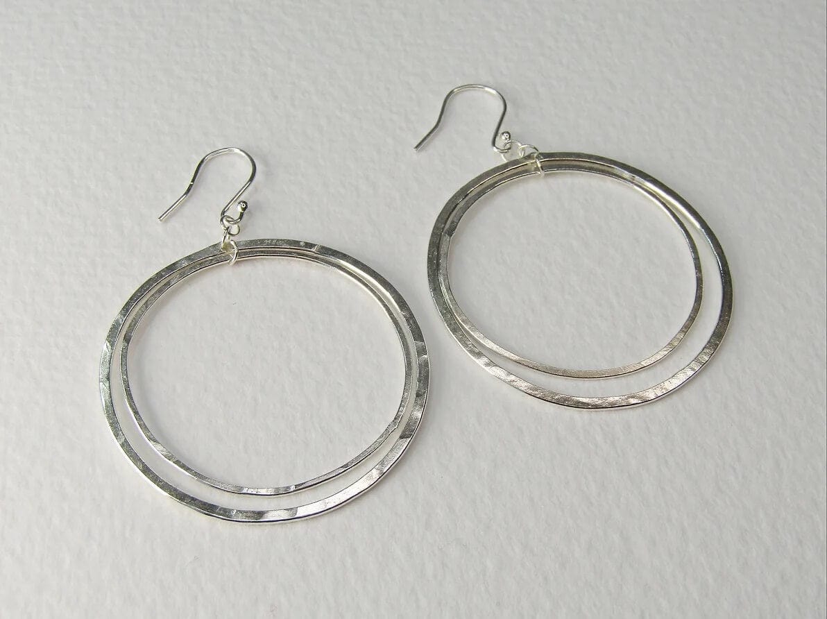 Amelia Stone Jewellery Earrings 'Rotating Hoop' Earrings - Sterling Silver  (two sizes)