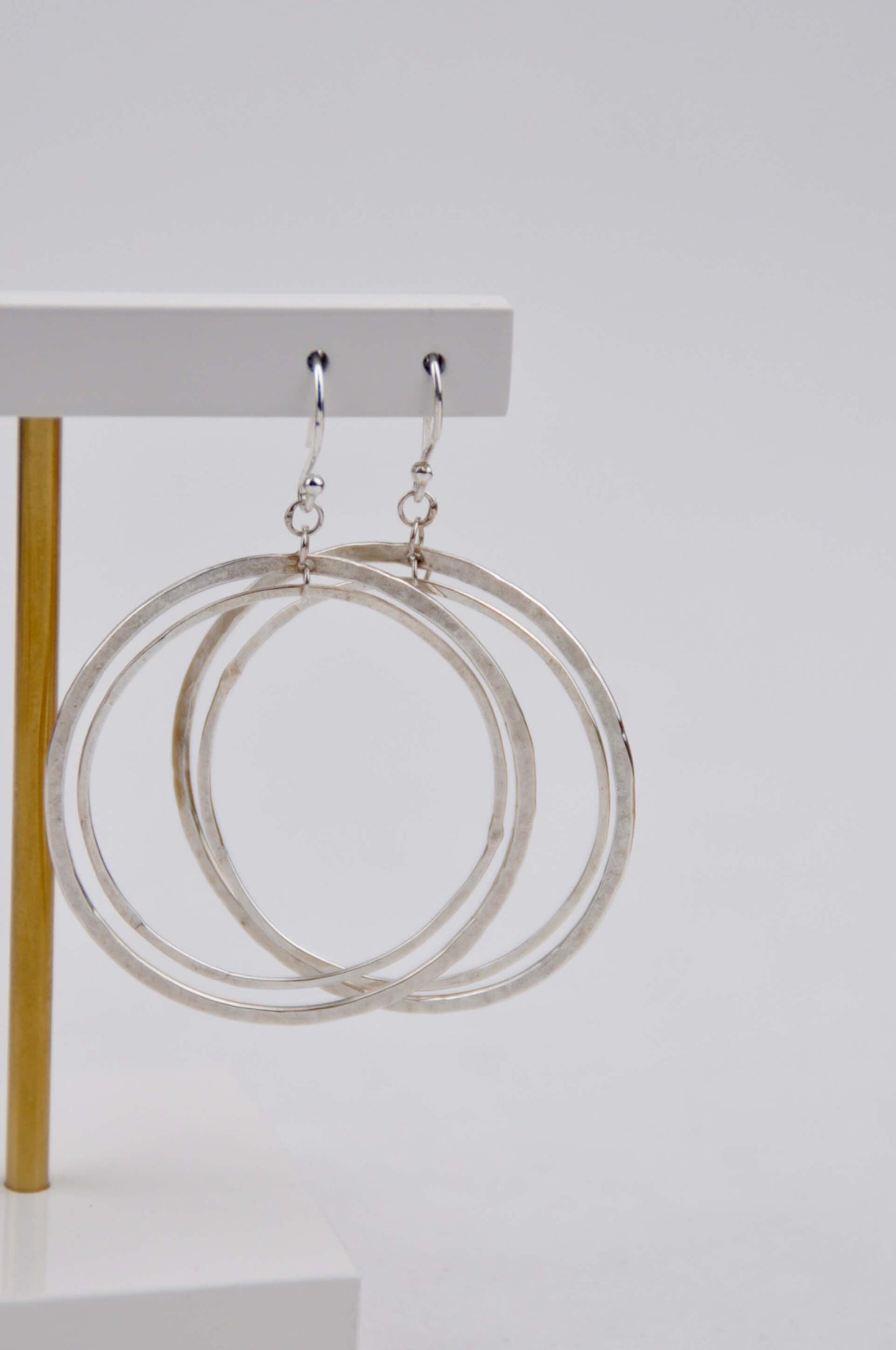 Amelia Stone Jewellery Earrings 'Rotating Hoop' Earrings - Sterling Silver  (two sizes)