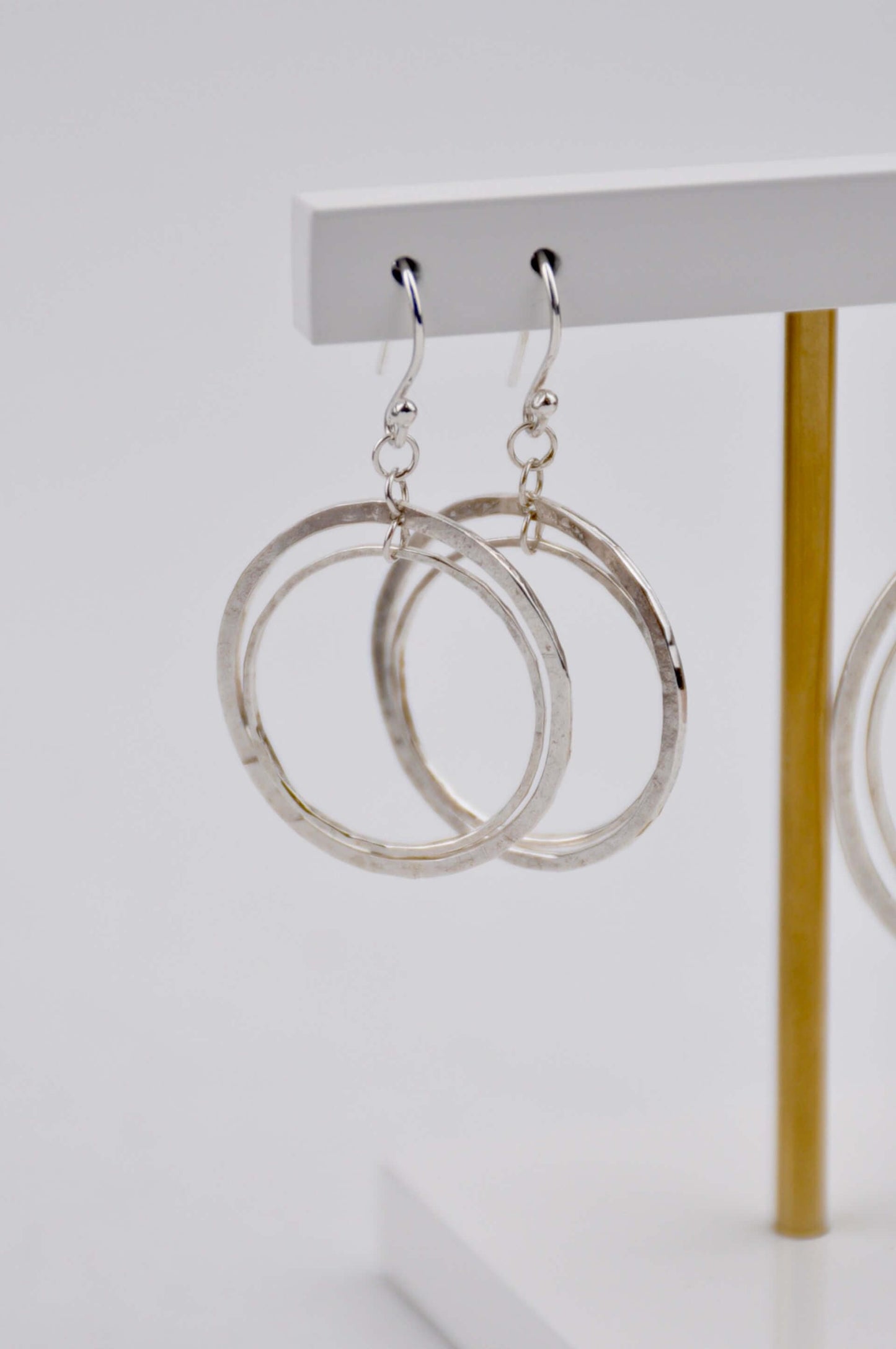 Amelia Stone Jewellery Earrings 'Rotating Hoop' Earrings - Sterling Silver  (two sizes)