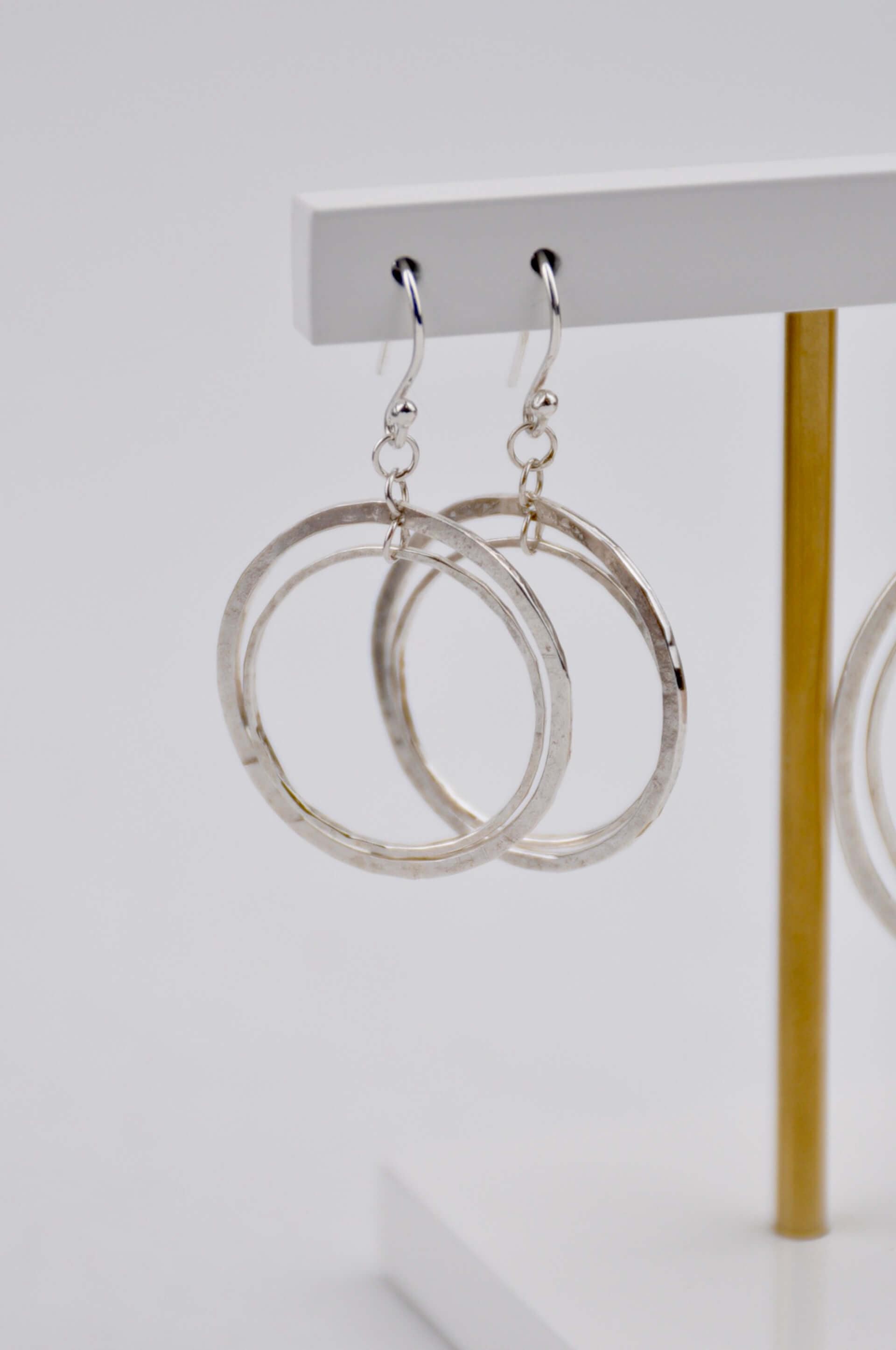 Amelia Stone Jewellery Earrings 'Rotating Hoop' Earrings - Sterling Silver  (two sizes)