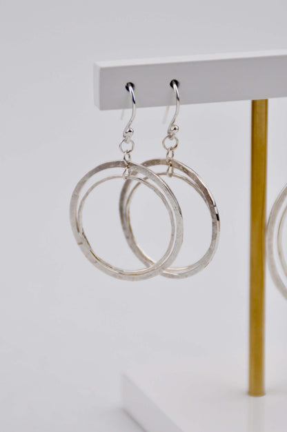 Amelia Stone Jewellery Earrings 'Rotating Hoop' Earrings - Sterling Silver  (two sizes)