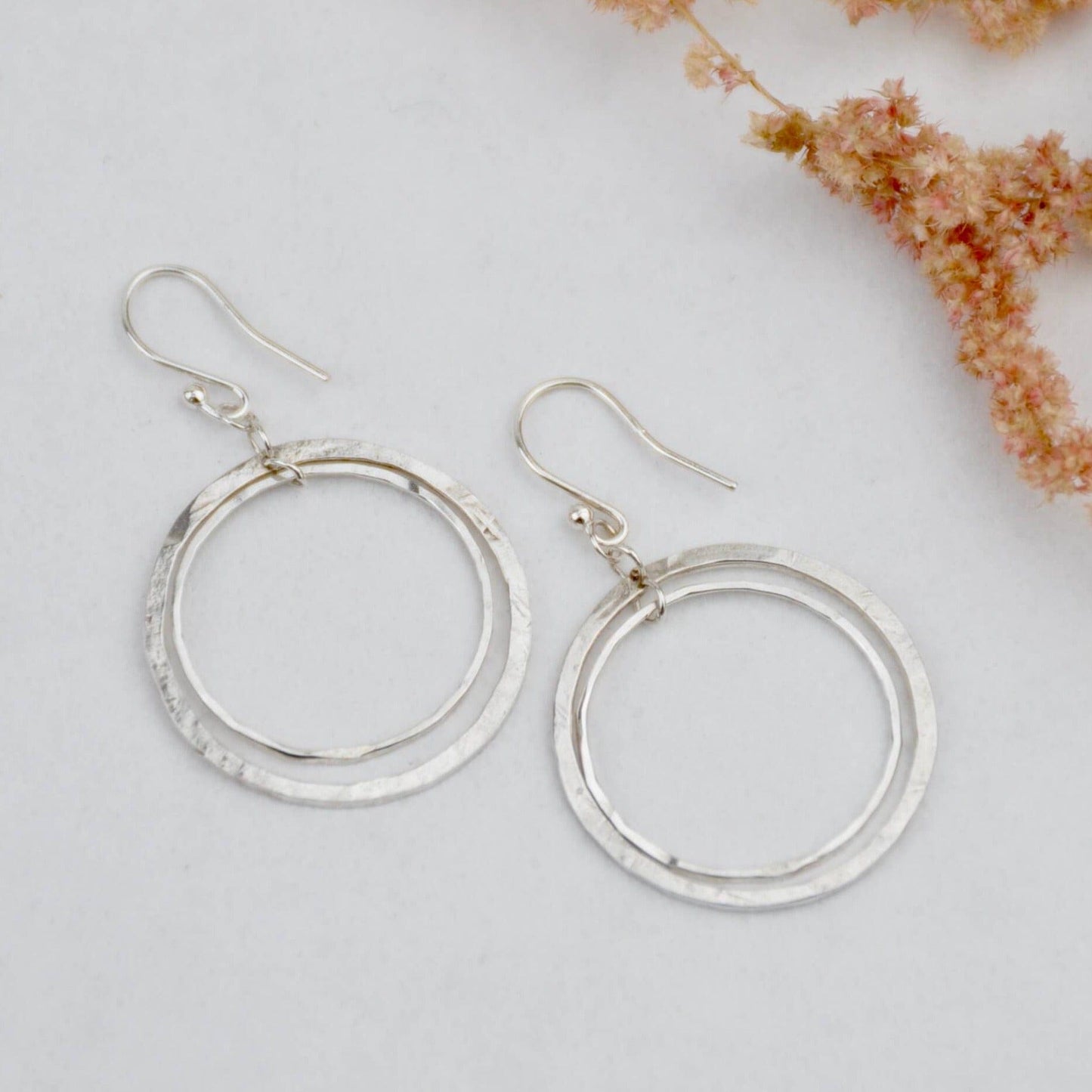 Amelia Stone Jewellery Earrings 'Rotating Hoop' Earrings - Sterling Silver  (two sizes)