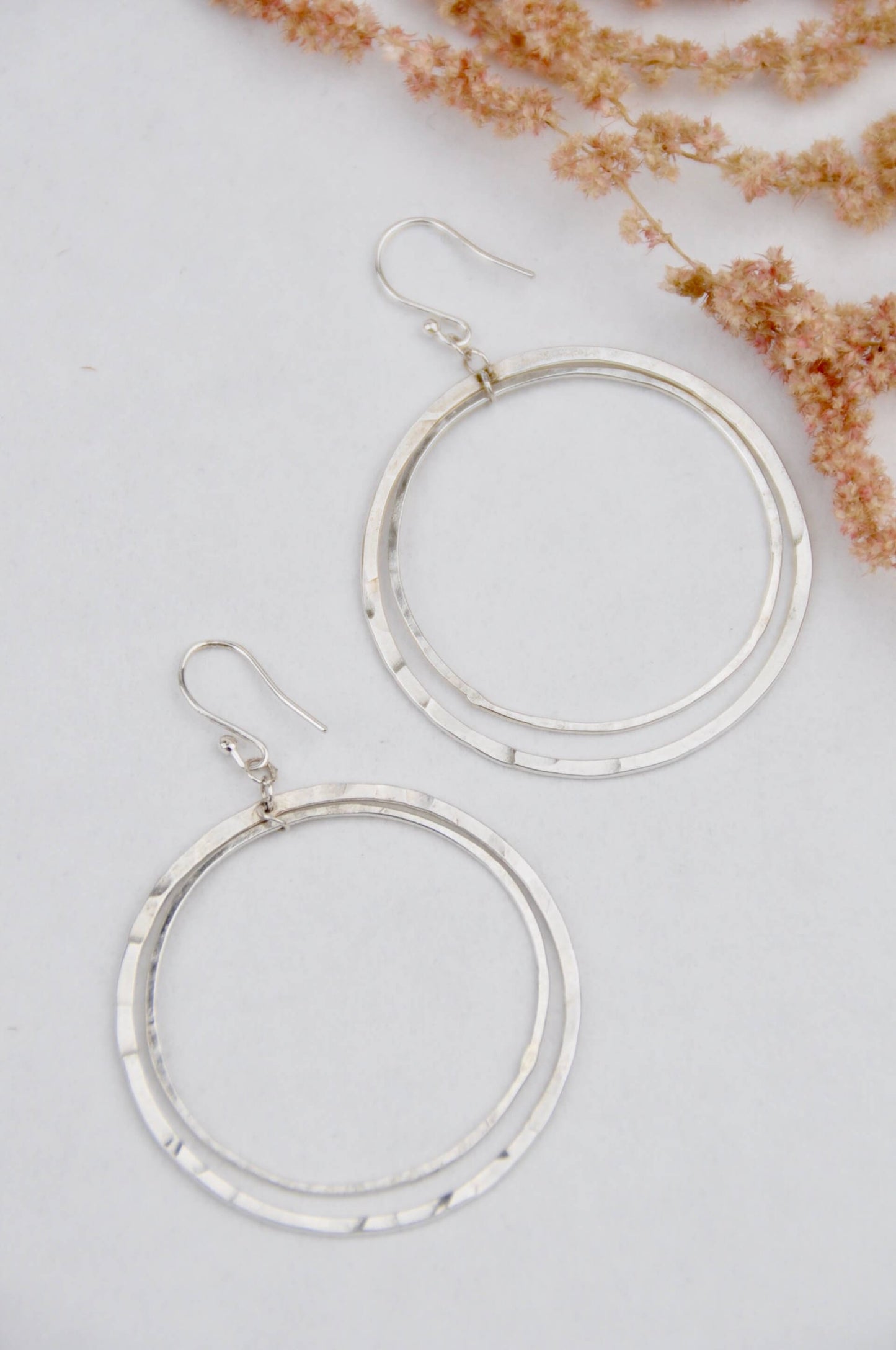 Amelia Stone Jewellery Earrings 'Rotating Hoop' Earrings - Sterling Silver  (two sizes)