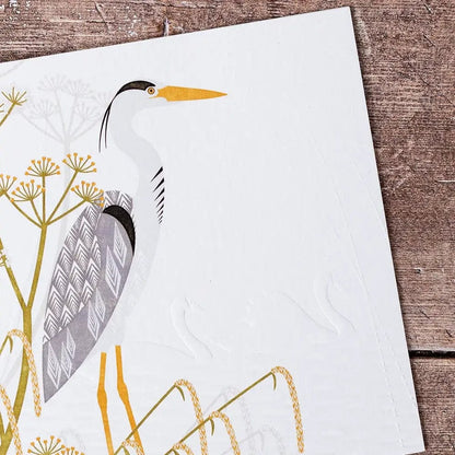 Ash Leaf Printmaking Greetings Card Heron Greeting Card