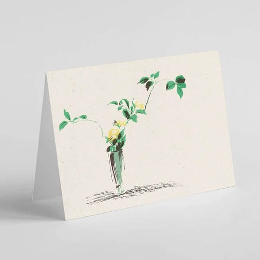 Ben Rogers Prints Greetings Card Ikebana with China Aster - Greeting Card