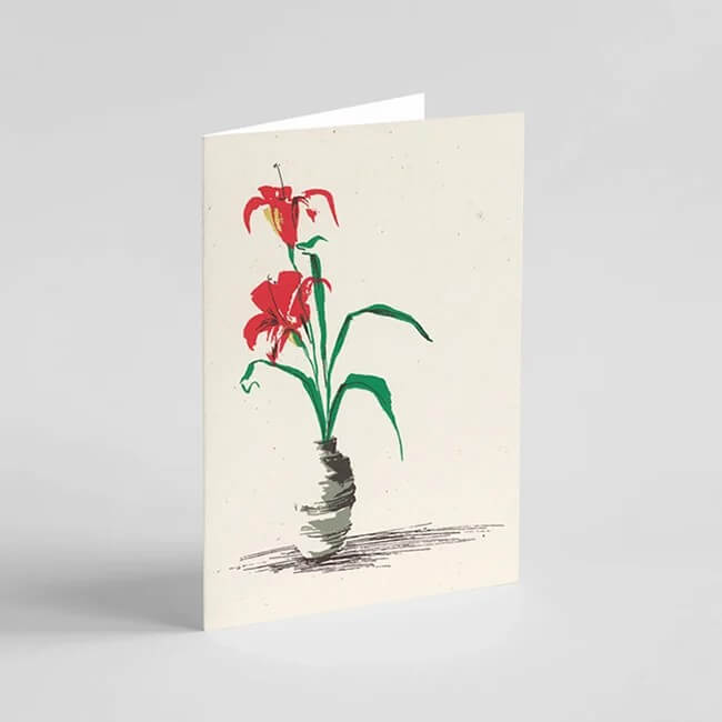 Ben Rogers Prints Greetings Card Ikebana with Orange Lilly - Greeting Card