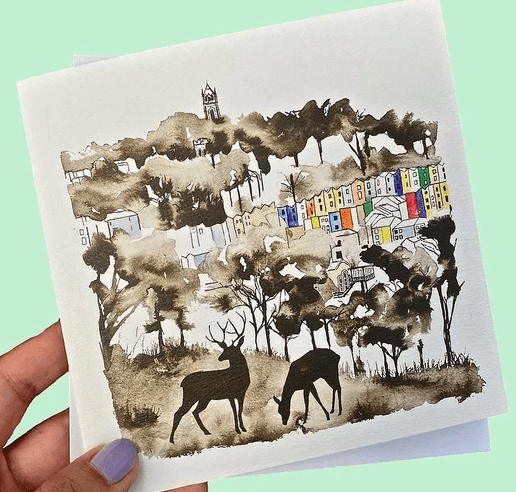 Carla James Greetings Card Greeting Card - Bristol Deer Greetings Cards of Bristol Illustrations (various designs)