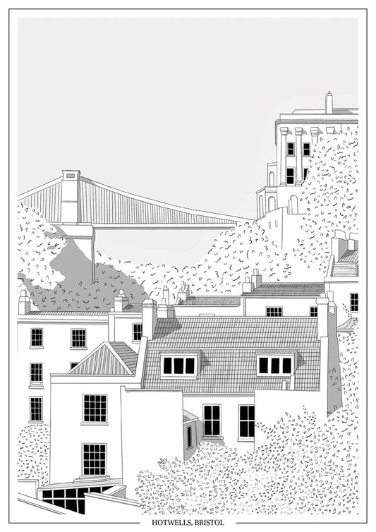 Ella Rowe Design Print Black Clifton Suspension Bridge Print Hotwells - A4 (various colours)