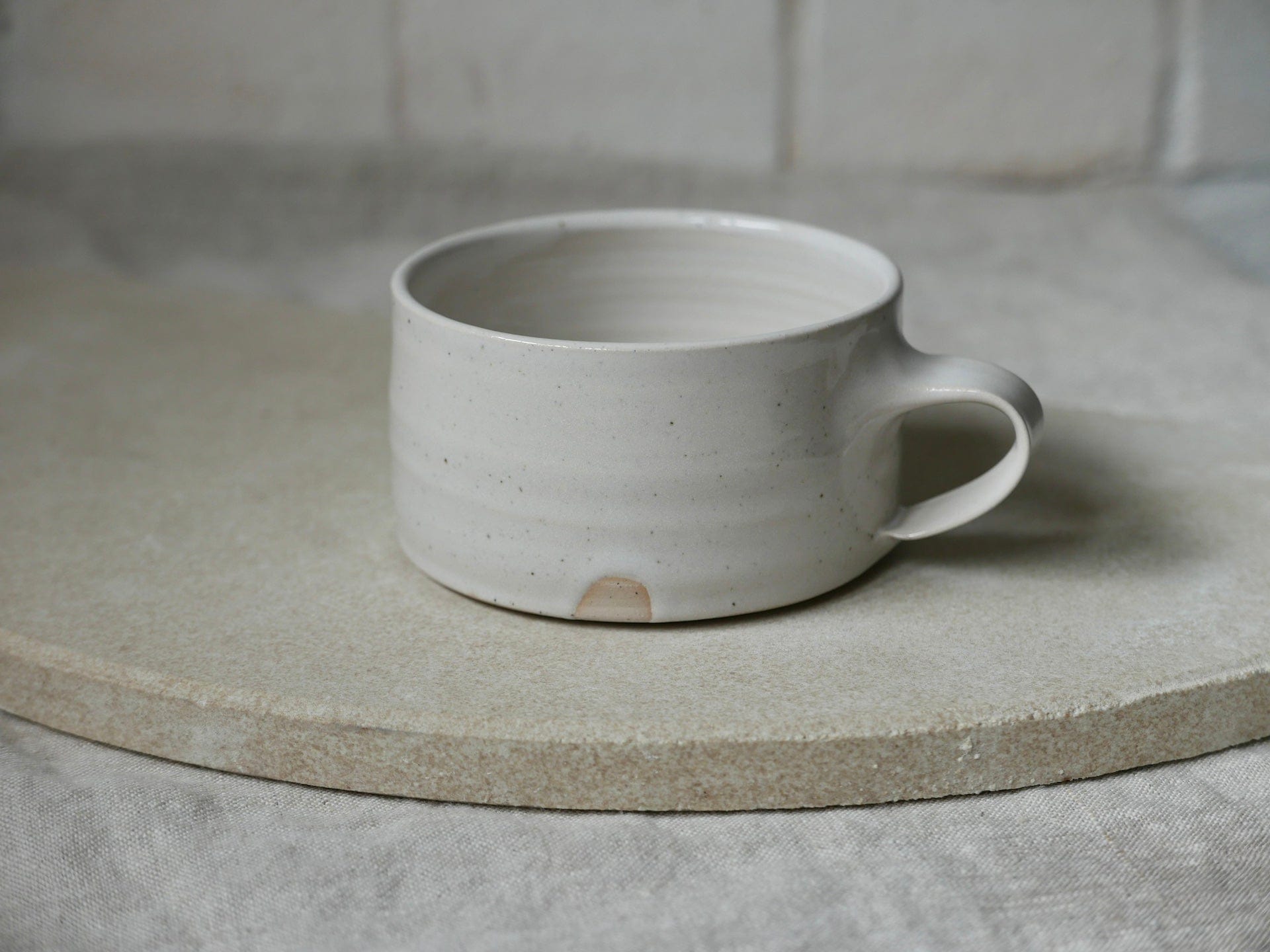 Finnerty Ceramics Speckled White Wide Ceramic Mug (Various Glazes)