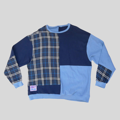 Fruit Salad Clothing Plaid Blues Sustainable Rework Sweatshirt (Various Designs)