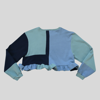 Fruit Salad Sweatshirt Sustainable Cropped Frill Sweatshirt -  Dreamy Teals