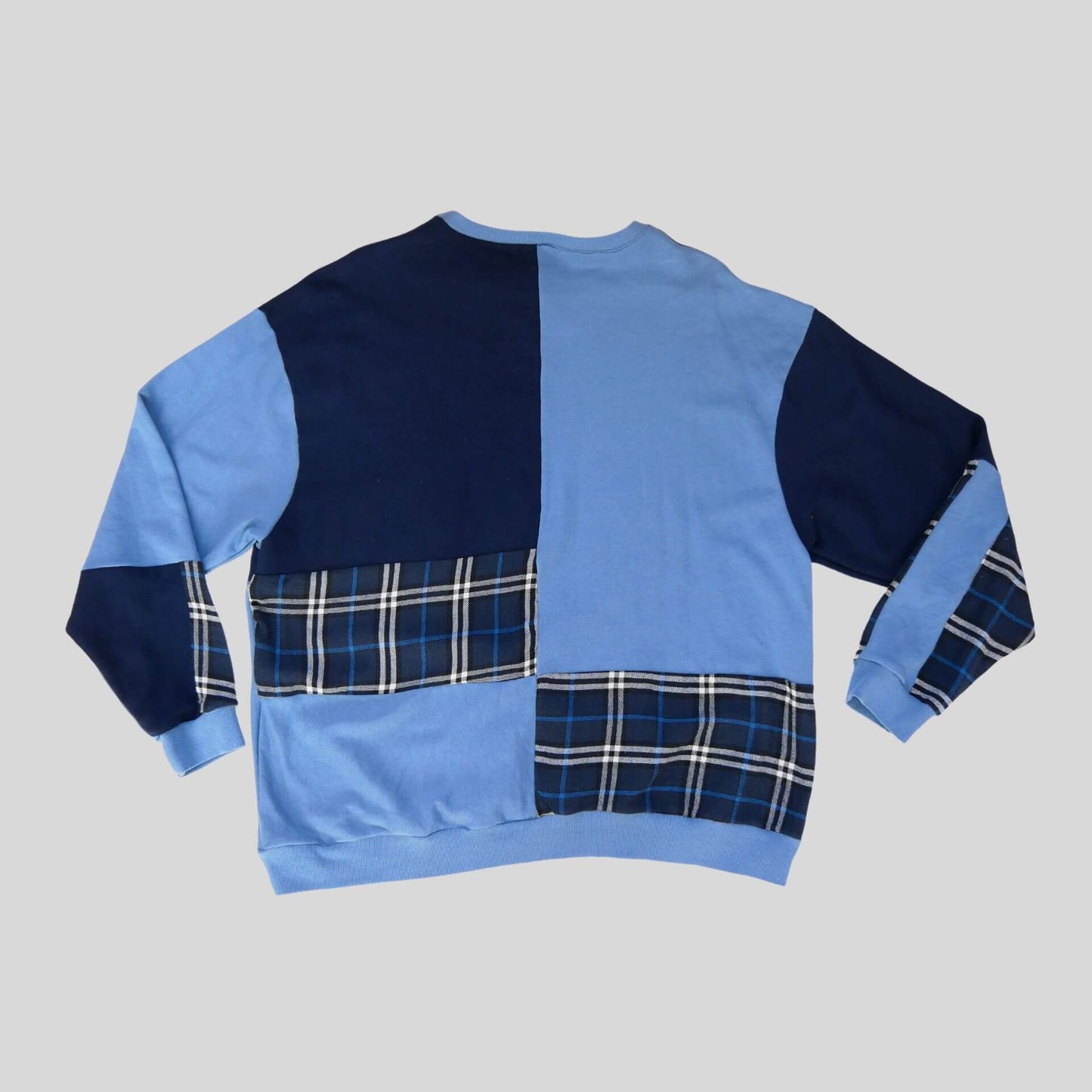 Fruit Salad Sweatshirt Sustainable Rework Sweatshirt - Plaid Blues