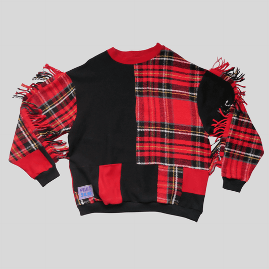 Fruit Salad Tartan Sustainable Sweatshirt - Red & Black Mix