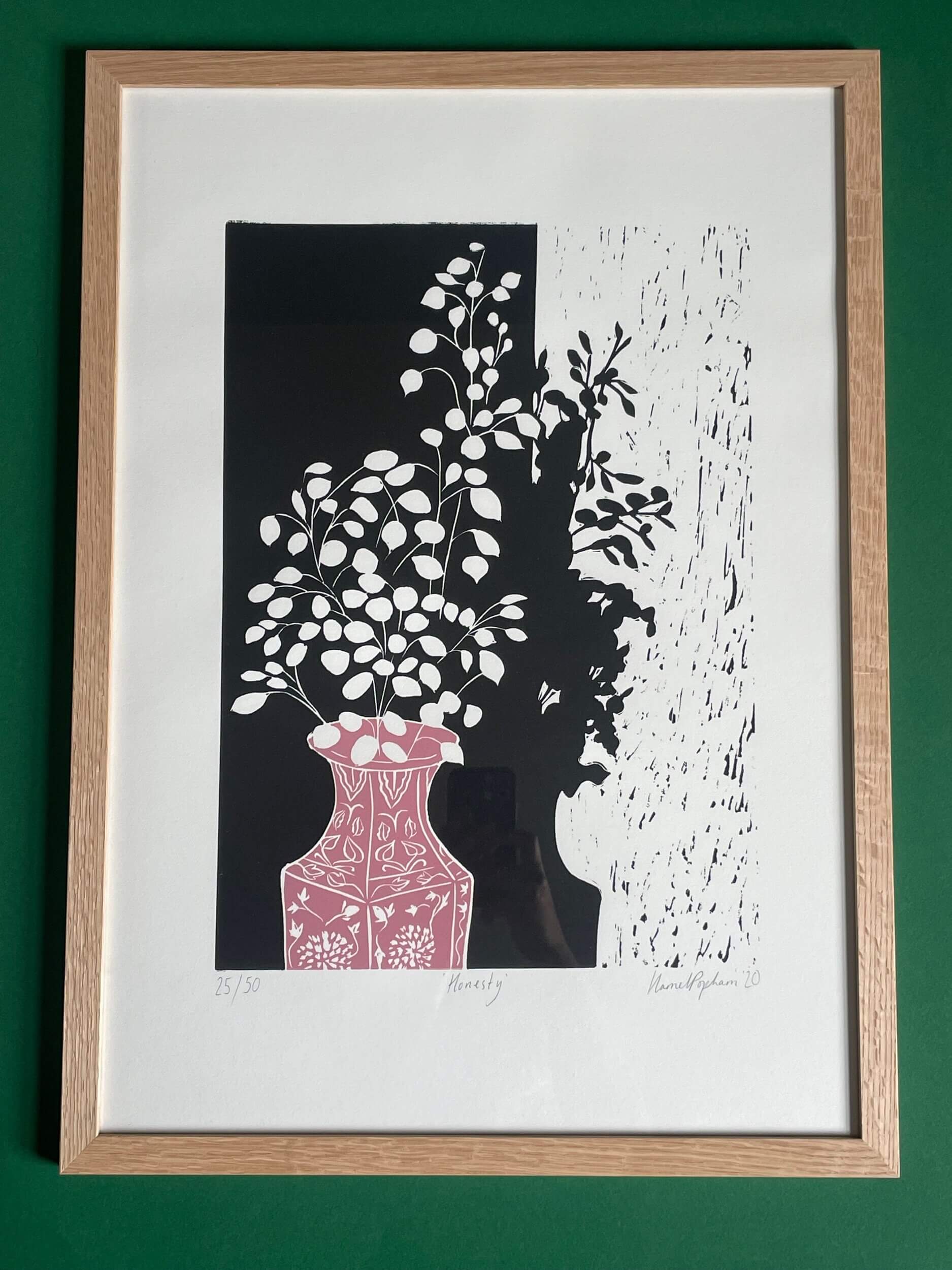 Harriet Popham Framed Artwork 'Honesty' A3 Original Linocut (Framed)