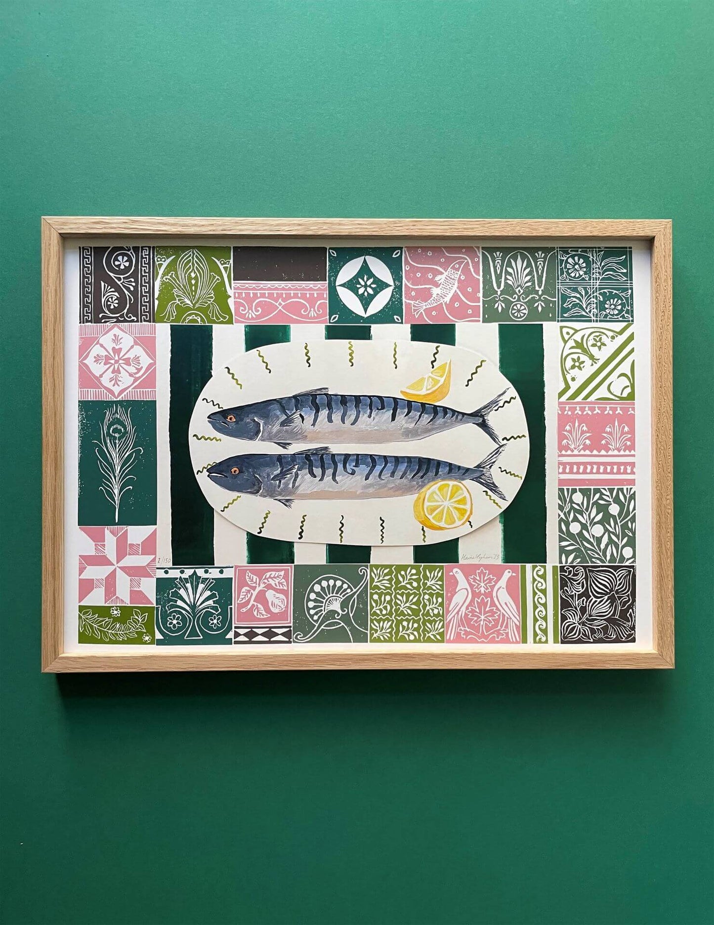 Harriet Popham Framed 'Mackerel' A3 Gicleé Print