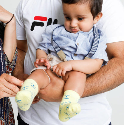 Leiho 'Baby Do-Gooder' Yellow Smiley Patterned Bamboo Socks - (Age 4-9 months)