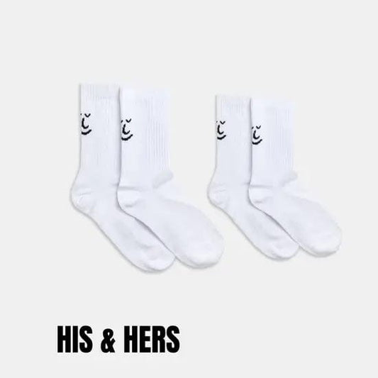 Leiho Socks His & Hers White Organic Cotton Ribbed Socks (Size 4-7 & Size 8-12)