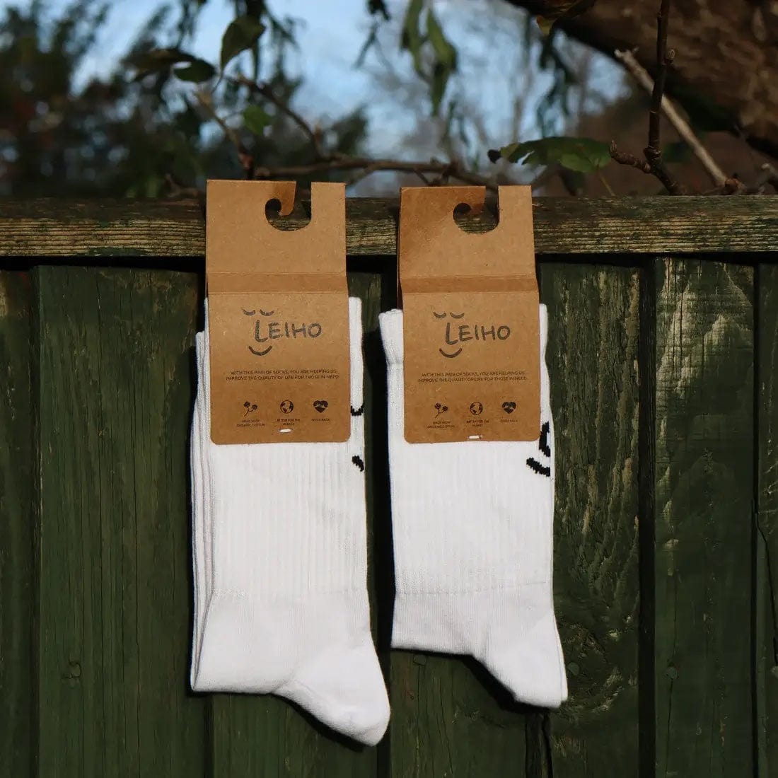 Leiho Socks His & Hers White Organic Cotton Ribbed Socks (Size 4-7 & Size 8-12)