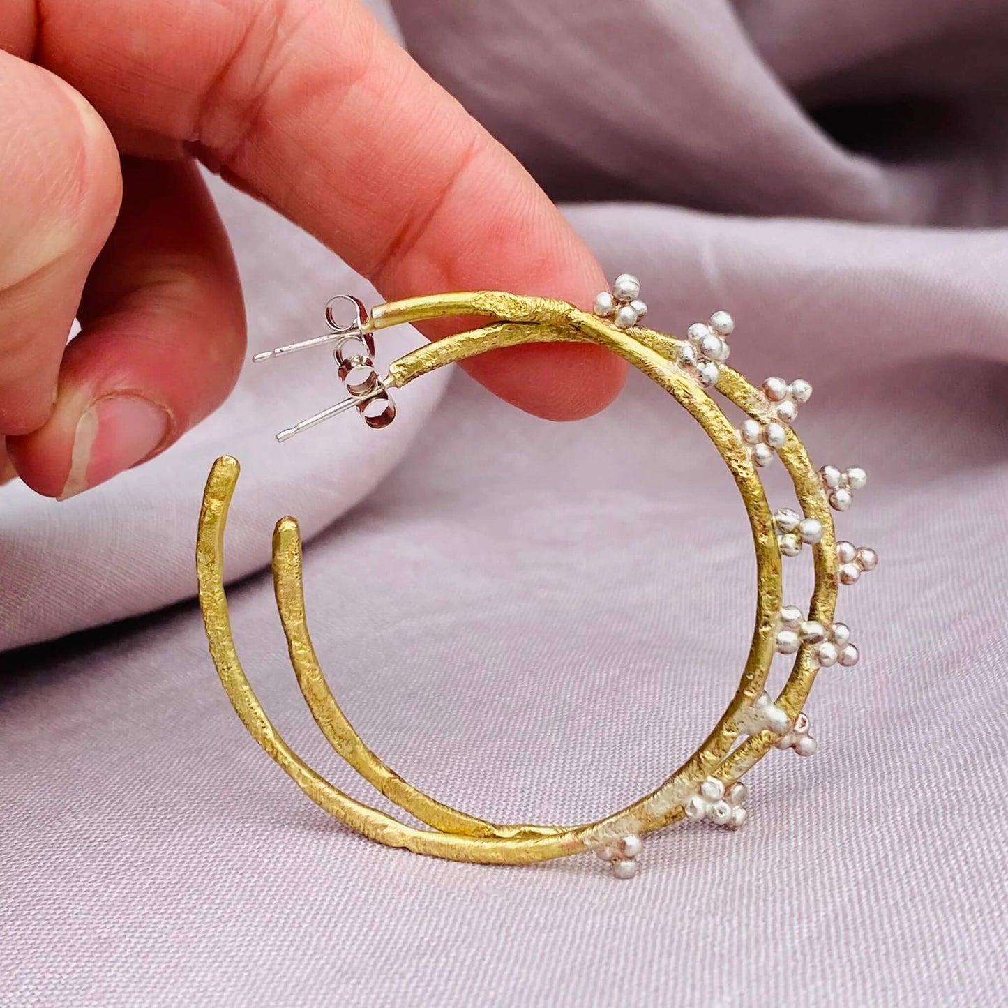 Lucy Lane Jewellery Jewellery Large Goddess Crown Hoop Earrings - Recycled Silver and Brass