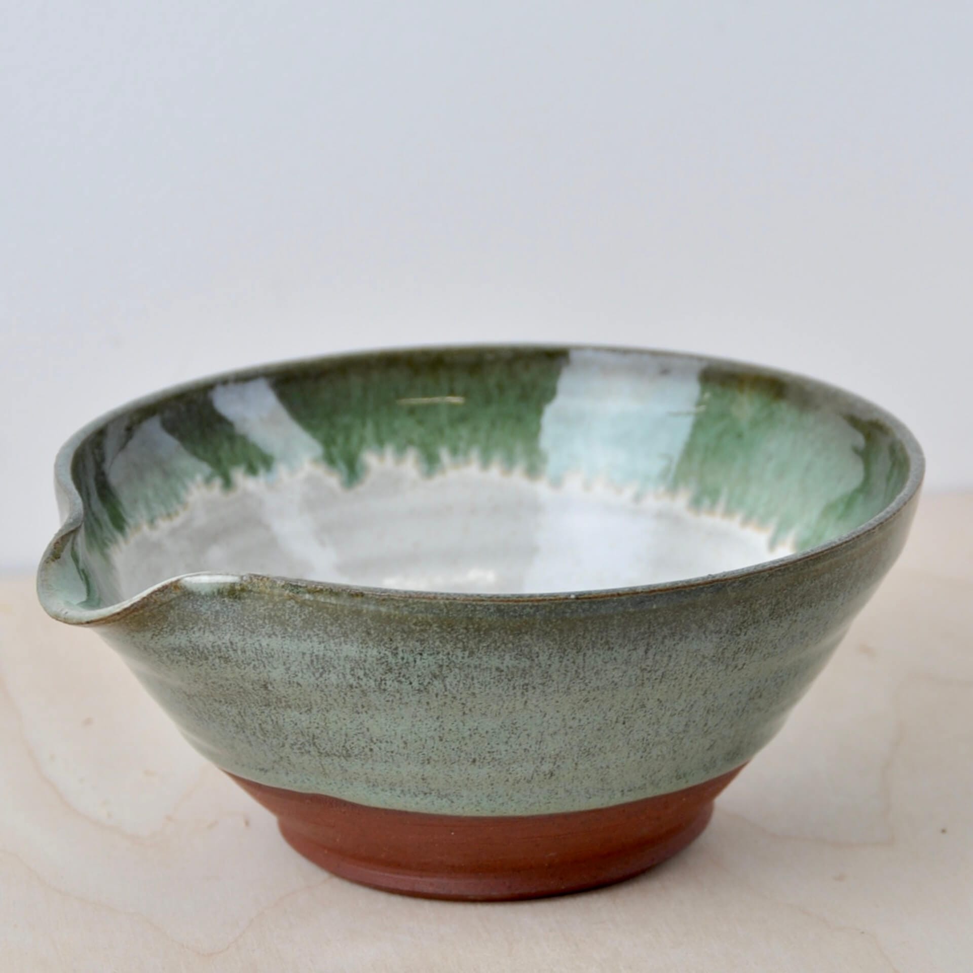 Nicholas Dover Ceramics Bowls Woodland Green/White Inner Red Stoneware Pouring Bowl - Various Glazes