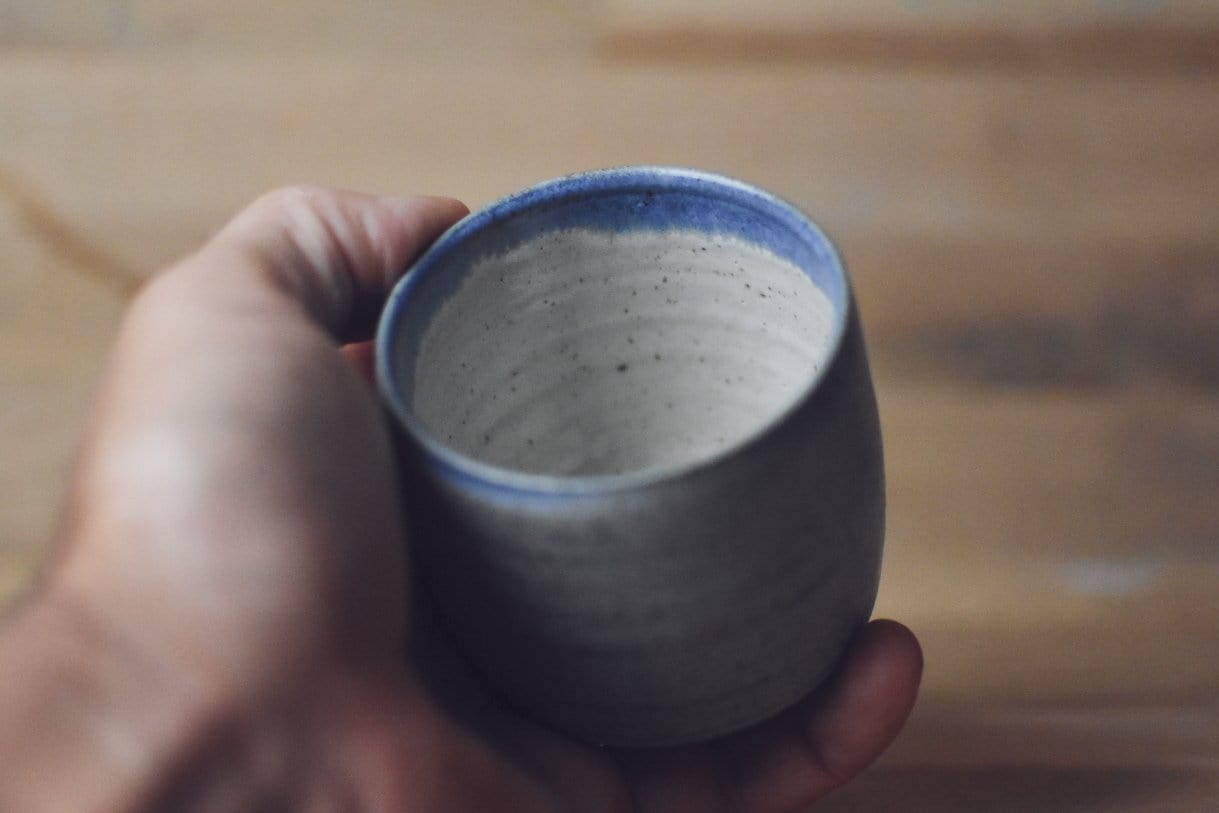 Nicholas Dover Ceramics Mug Speckled Stoneware Cup with Blue/Green Glaze