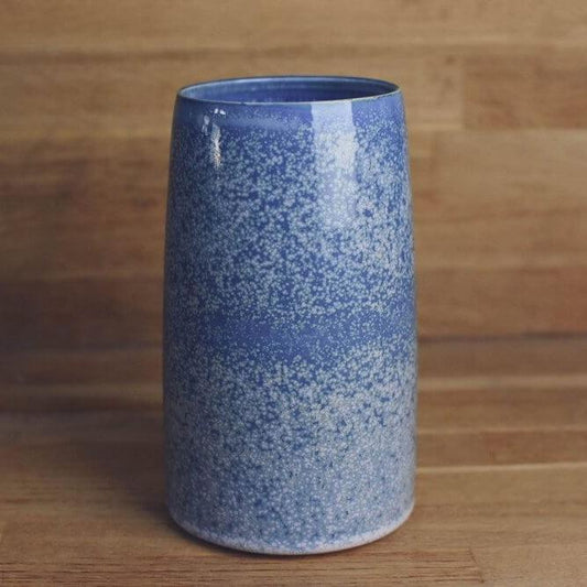 Nicholas Dover Ceramics Porcelain Vase with Crystalline Blue and Pink Glaze