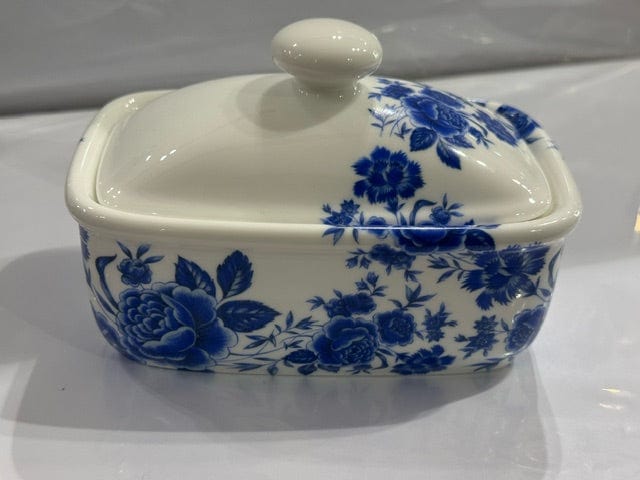 Peoples Republic Of Stokes Croft Ceramics Bristol Butter Dish - Blue Rose