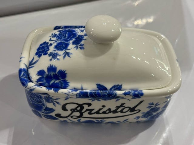 Peoples Republic Of Stokes Croft Ceramics Bristol Butter Dish - Blue Rose