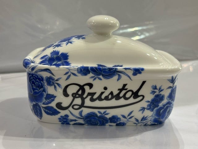 Peoples Republic Of Stokes Croft Ceramics Bristol Butter Dish - Blue Rose