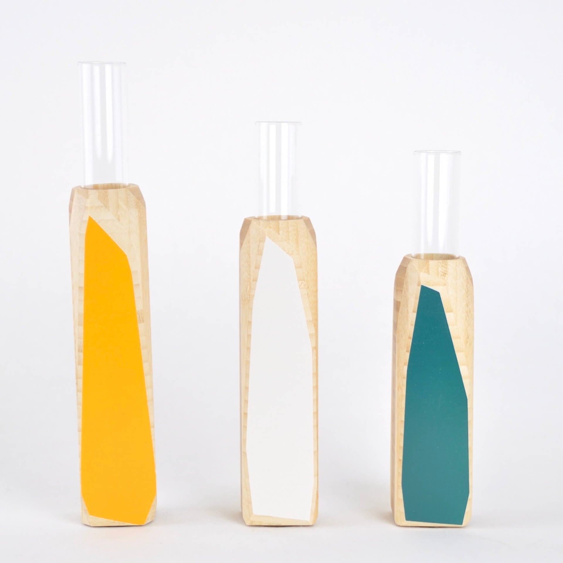 Priormade Bamboo Geo Vases  - Multiple colours and sizes