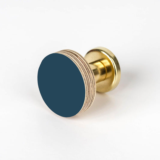 Priormade Birch & Brass Knob in Sea Blue