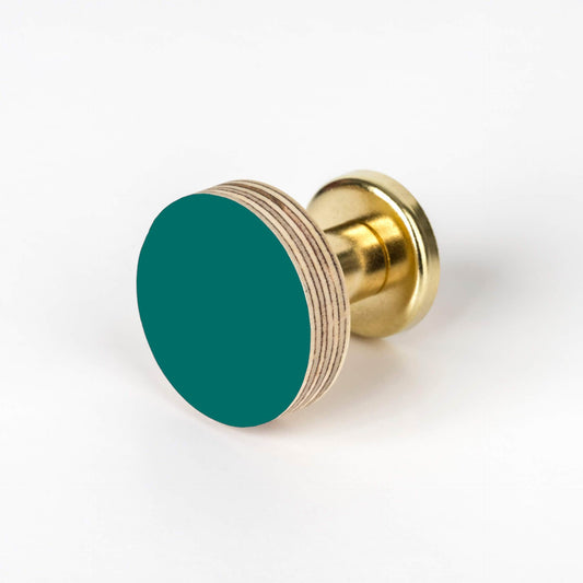 Priormade Birch & Brass Knob in Teal