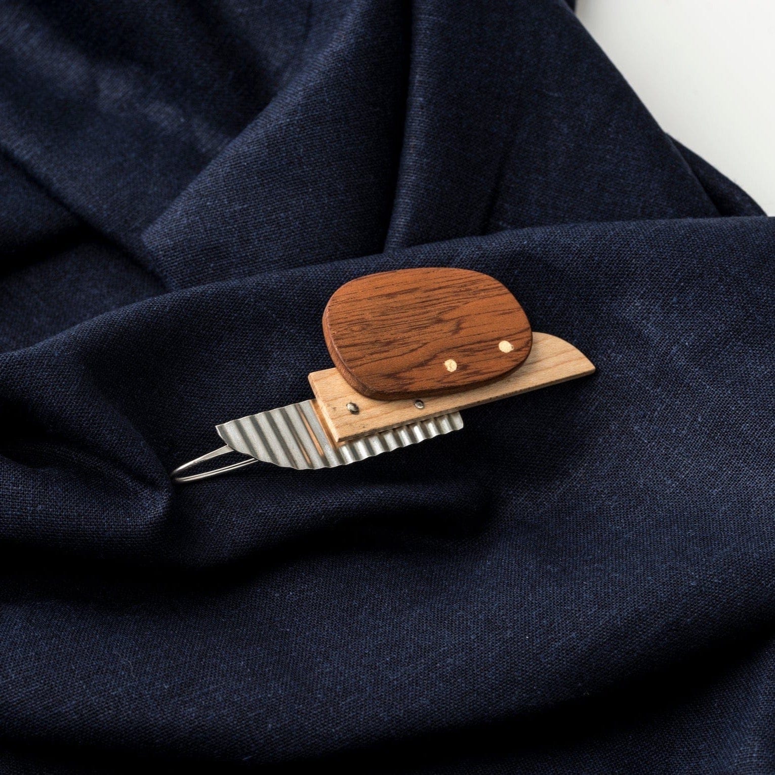 PRIORMADE Brooch Bauhaus Wood and Eco Silver Brooch Pin - #2