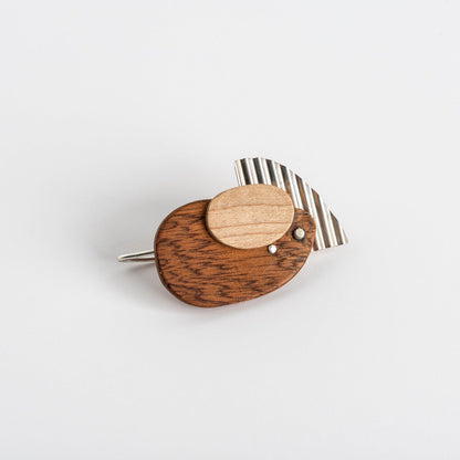 PRIORMADE Brooch Bauhaus Wood and Eco Silver Brooch Pin - #3