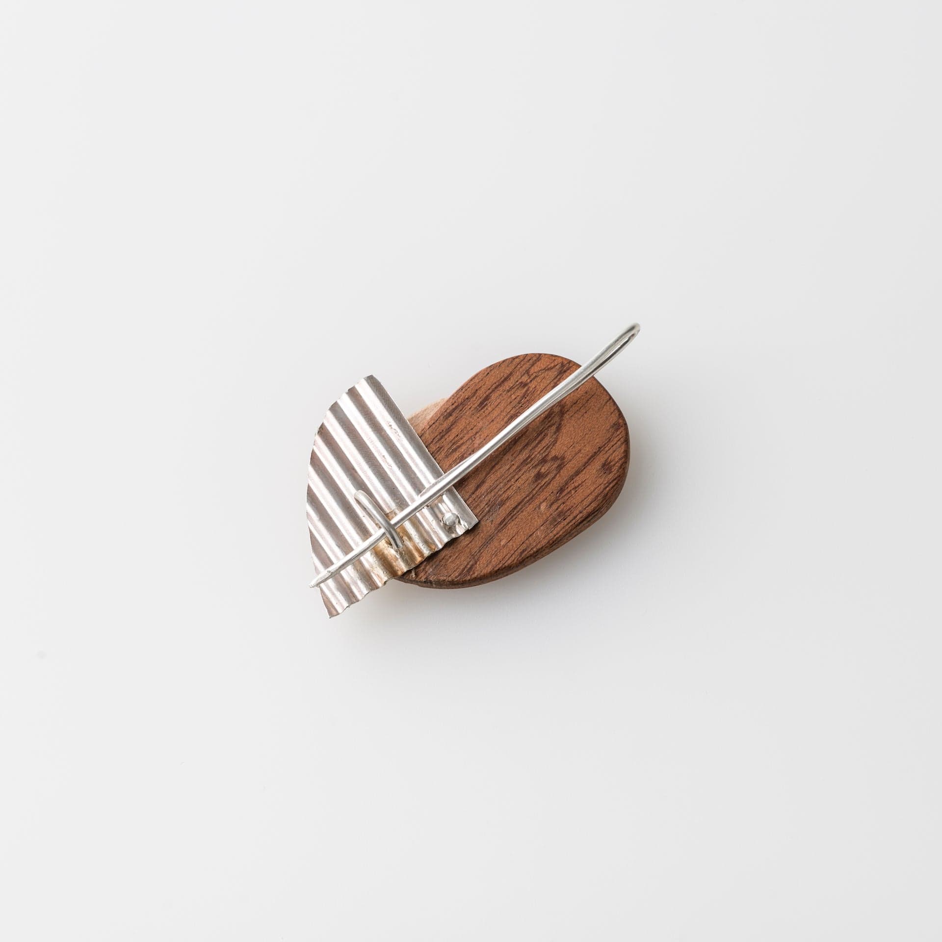 PRIORMADE Brooch Bauhaus Wood and Eco Silver Brooch Pin - #3