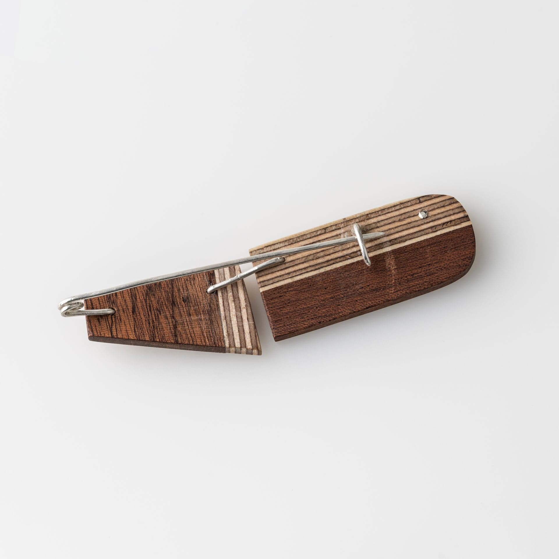 PRIORMADE Brooch Bauhaus Wood and Eco Silver Brooch Pin - #5