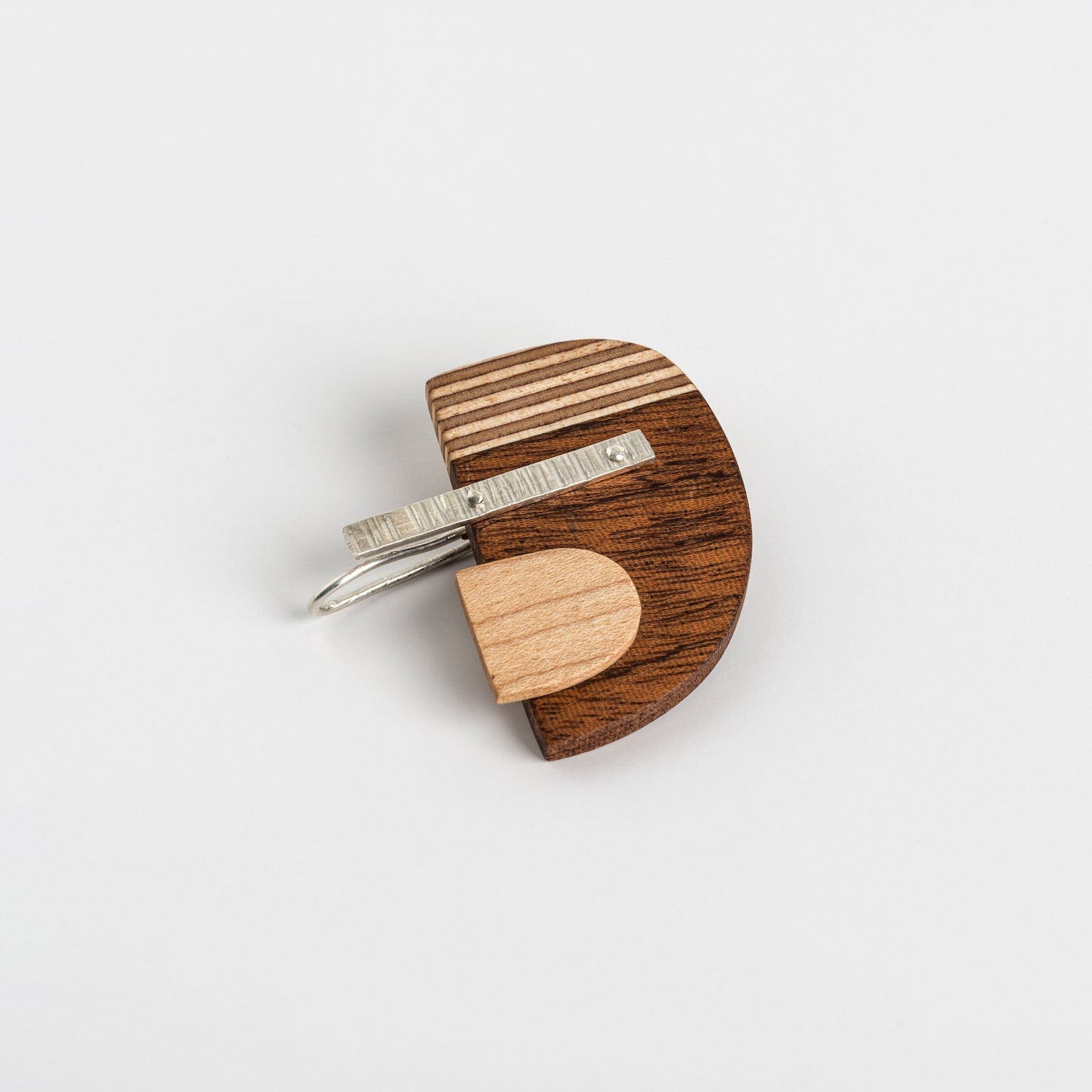 PRIORMADE Brooch Bauhaus Wood and Eco Silver Brooch Pin - #6