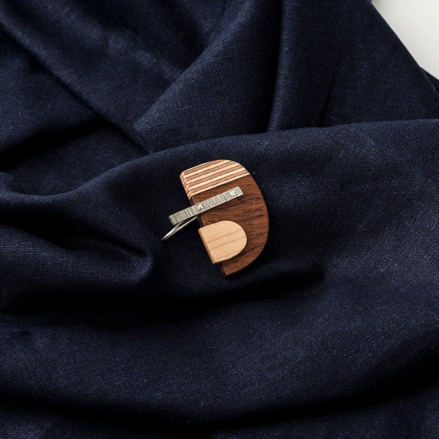 PRIORMADE Brooch Bauhaus Wood and Eco Silver Brooch Pin - #6