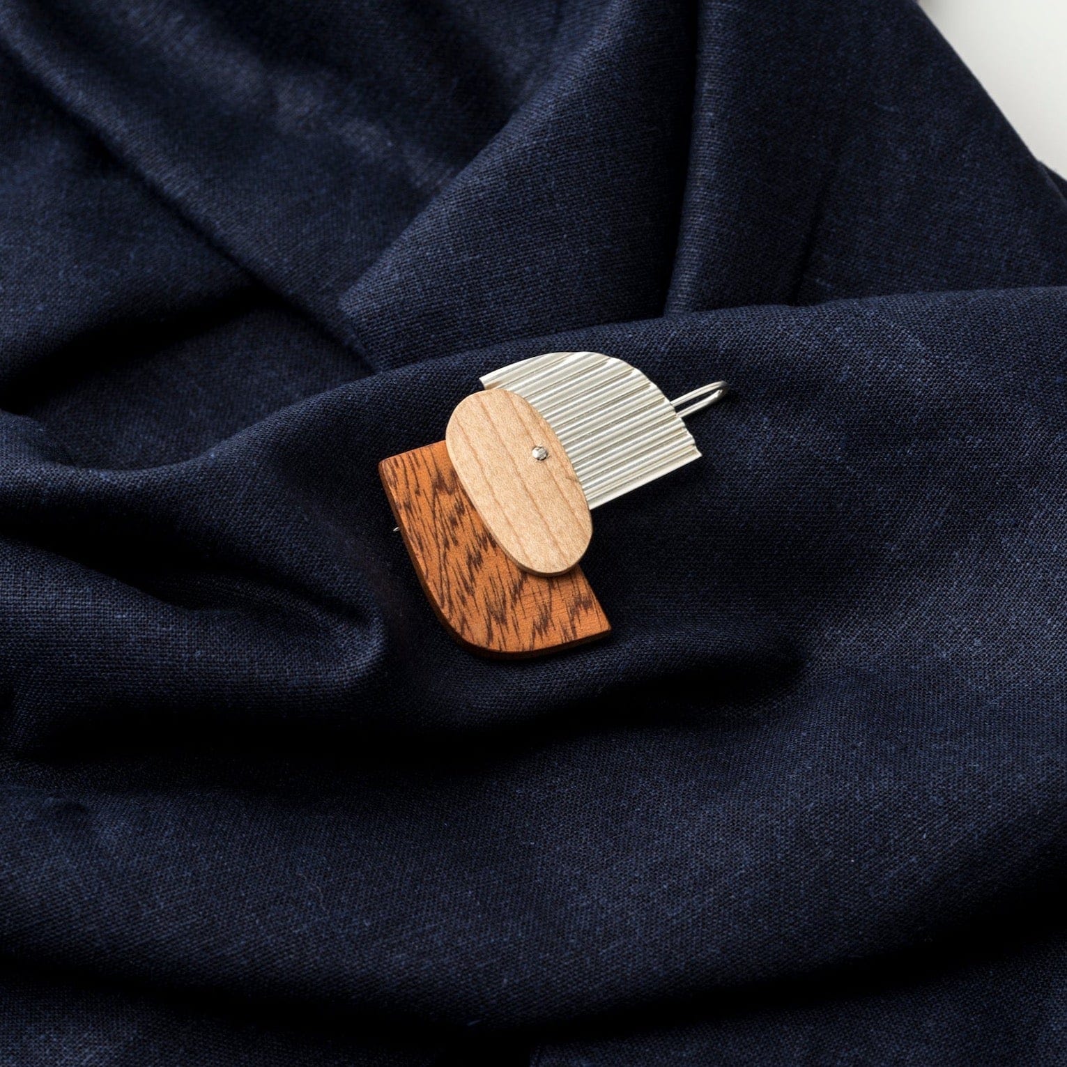 PRIORMADE Brooch Bauhaus Wood and Eco Silver Brooch Pin - #8